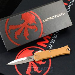 MICROTECH HERA II MINI D/E BAYONET OTF, AUTOMATIC KNIFE, TAN, 3 INCH, STONEWASH, 1701M-10TA