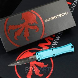 MICROTECH HERA II MINI D/E BAYONET OTF, AUTOMATIC KNIFE, TURQUOISE, 3 INCH, STANDARD, 1701M-1TQ