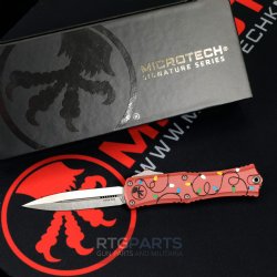 MICROTECH HERA II MINI D/E OTF, AUTOMATIC KNIFE, CHRISTMAS RED, 3 INCH, STONEWASH, 1702M-10RDCMAS