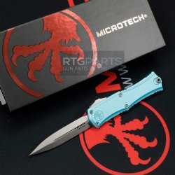 MICROTECH HERA II MINI D/E OTF, AUTOMATIC KNIFE, TURQUOISE 30TH ANNIVERSARY, 3 INCH, STONEWASH, 1702M-10TQ30