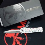 MICROTECH HERA II MINI D/E OTF, AUTOMATIC KNIFE, CHRISTMAS WHITE, 3 INCH, STONEWASH, 1702M-10WHCMAS