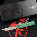 MICROTECH HERA II MINI S/E OTF, AUTOMATIC KNIFE, CHRISTMAS GREEN, 3 INCH, STONEWASH, 1703M-10GRCMAS