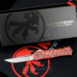 MICROTECH HERA II MINI S/E OTF, AUTOMATIC KNIFE, CHRISTMAS RED, 3 INCH, STONEWASH, 1703M-10RDCMAS