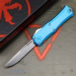 MICROTECH HERA II MINI S/E RECURVE OTF, AUTOMATIC KNIFE, BLUE, 3 INCH, STONEWASH, 1705M-10BL