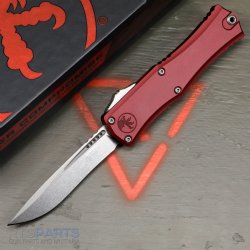 MICROTECH HERA II MINI S/E RECURVE OTF, AUTOMATIC KNIFE, MERLOT, 3 INCH, STONEWASH, 1705M-10MR