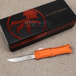 MICROTECH HERA II MINI S/E RECURVE OTF, AUTOMATIC KNIFE, ORANGE, 3 INCH, STONEWASH, 1705M-10OR