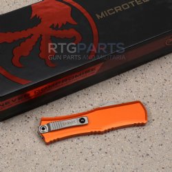 MICROTECH HERA II MINI S/E RECURVE OTF, AUTOMATIC KNIFE, ORANGE, 3 INCH, STONEWASH, 1705M-10OR