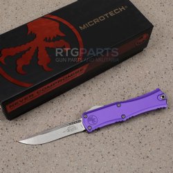 MICROTECH HERA II MINI S/E RECURVE OTF, AUTOMATIC KNIFE, PURPLE, 3 INCH, STONEWASH, 1705M-10PU