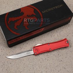 MICROTECH HERA II MINI S/E RECURVE OTF, AUTOMATIC KNIFE, RED, 3 INCH, STONEWASH, 1705M-10RD