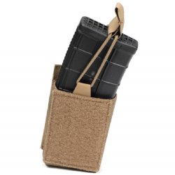 FDE AR15 SINGLE MAG VELCRO POUCH W/ BUNGEE PULLER