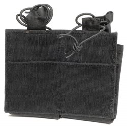 BLACK AR15 DUAL MAG VELCRO POUCH W/ BUNGEE PULLER