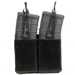 BLACK AR15 DUAL MAG VELCRO POUCH W/ BUNGEE PULLER