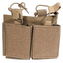 FDE AR15 DUAL MAG VELCRO POUCH W/ BUNGEE PULLER