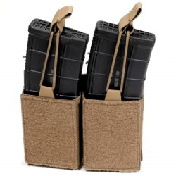 FDE AR15 DUAL MAG VELCRO POUCH W/ BUNGEE PULLER