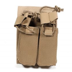 FDE DUAL PISTOL MAG VELCRO POUCH W/ BUNGEE PULLER