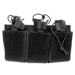 BLACK AR15 TRIPLE MAG VELCRO POUCH W/ BUNGEE PULLER