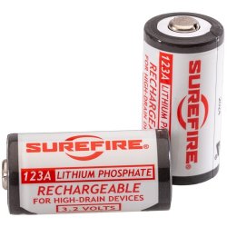 SUREFIRE 2-PACK RECHARGEABLE LFP123 BATTERIES WITH CHARGER