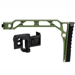 JMAC CUSTOMS SS-8RP 1913 FOLDING STOCK WITH RUBBER BUTTPAD, GREEN