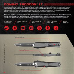 MICROTECH COMBAT TROODON GEN III S/E OTF AUTOMATIC KNIFE, OD GREEN, 4 INCH, BLACK BLADE, 1143-1OD