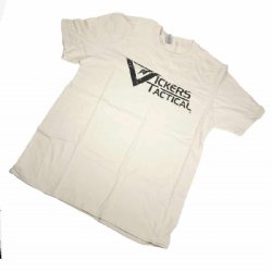 VICKERS TACTICAL LOGO T-SHIRT, TAN, LARGE