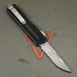 MICROTECH SCARAB II GEN III S/E OTF AUTOMATIC KNIFE, BLACK, 3.9 INCH, APOCALYPTIC, SERRATED, 1278-11AP