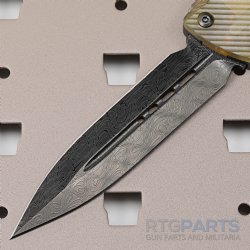 MICROTECH COMBAT TROODON SHADOW D/E OTF, BLACK/ULTEM, 3.75 INCH, CPM MAGNACUT DAMASCUS SIGNATURE SERIES, 142-16DLCTULS