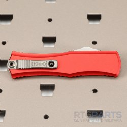 MICROTECH HERA II MINI D/E BAYONET OTF, AUTOMATIC KNIFE, RED, 3 INCH, STONEWASH, SERRATED, 1701M-11RD