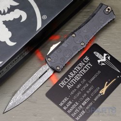 MICROTECH HERA II MINI SIGNATURE SERIES, D/E OTF, DAMASCUS, CLAW BURST DEEP ENGRAVED, 3 INCH, 1702M-16CBS