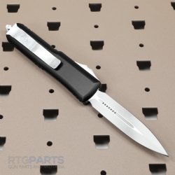 MICROTECH UTX-85 STEAMBOAT WILLIE D/E OTF AUTOMATIC KNIFE, BLACK, 3.125 INCH, DISTRESSED WHITE, 232-1SB