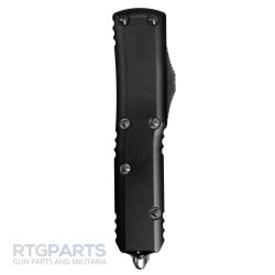 MICROTECH UTX-85 HELLHOUND DEEP ENGRAVED OTF AUTOMATIC KNIFE, BLACK, 3.125 INCH, 719-1DLCTSH