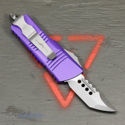 MICROTECH MINI TROODON HELLHOUND OTF AUTOMATIC KNIFE, PURPLE, 2 INCH, STONEWASH, 819-10PUS