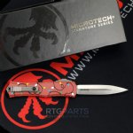 MICROTECH HERA II MINI D/E OTF, AUTOMATIC KNIFE, CHRISTMAS RED, 3 INCH, STONEWASH, 1702M-10RDCMAS