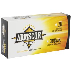 ARMSCOR 308 WIN 147GR FMJ, 20RD BOX