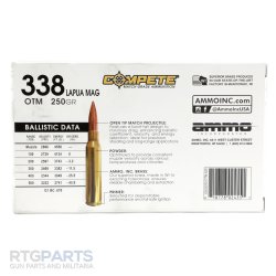 AMMO INC COMPETE 338 LAPUA MAGNUM 250GR OTM, 20RD BOX