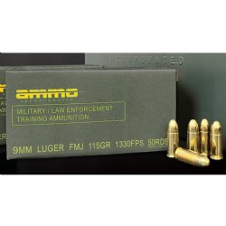 350RD AMMO CAN OF AMMO INC MIL/LE TRAINING AMMO 9MM 115GR FMJ