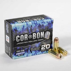 CORBON SELF DEFENSE .38 SUPER +P 115GR JACKETED HOLLOW POINT, 20RD BOX