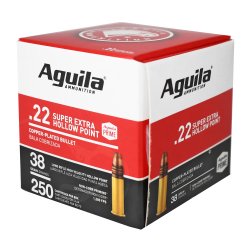 AGUILA .22LR HV 38GR HOLLOW POINT, 250RD/BOX