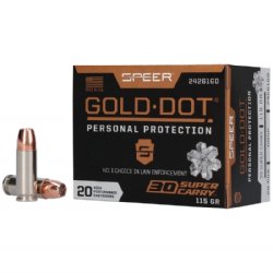 SPEER GOLD DOT .30 SUPER CARRY 115GR JACKETED HOLLOW POINT, 20RD BOX