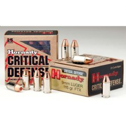 HORNADY CRITICAL DEFENSE 9MM 115GR FTX FLEXTIP, 25RD BOX