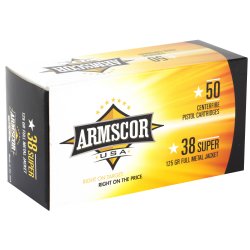 ARMSCOR 38 SUPER 125GR FMJ, 50RD/BOX