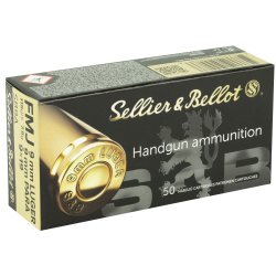 S&B 9MM 115GR FMJ, 50RD BOX