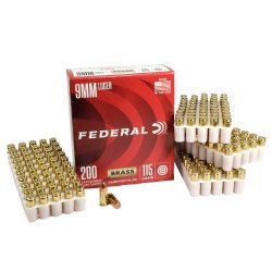 FEDERAL CHAMPION 9MM 115GR FMJ, 200RD BULK BOX