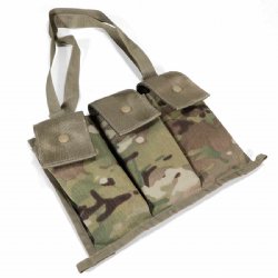 USGI CAMO 3-CELL MAG BANDOLIER, FITS AR15 M4 30RD MAGS, NOS