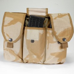 BRITISH DESERT CAMO 3-CELL MAG POUCH, FITS AR M4 SA80 AUG AK74 AK556