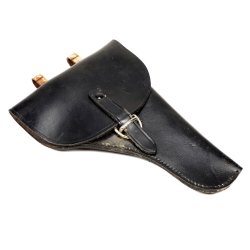 ITALIAN BLACK LEATHER HOLSTER W/ MAG POUCH AND BELT CLIPS