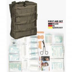 GERMAN MADE MOLLE 43-PIECE FIRST AID KIT, OD GREEN