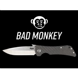 SOUTHERN GRIND BAD MONKEY FOLDING KNIFE 4" DROP POINT BLACK CARBON HANDLE