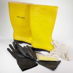 CZECH YELLOW 1-PC CHEMICAL SUIT WITH BOOTS, BAG AND GLOVES