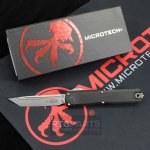 MICROTECH ULTRATECH GEN III ZERO BLADE PLAY OTF AUTOMATIC KNIFE, 3.5" M390 T/E TANTO, STONEWASH, 1123-10