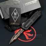 MICROTECH SCARAB II MARFIONE SELECT D/E BAKER FORGE COPPERMAI DAMASCUS, BLACK AIRCRAFT ALLOY W/ STINGRAY INLAY, 1280-16MS1